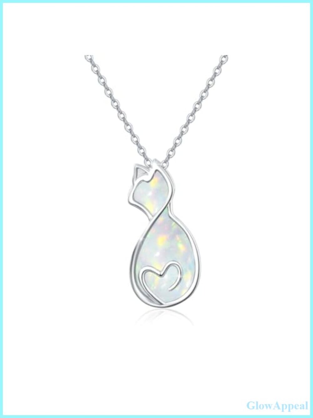 925 Sterling Silver Cat Pendant Necklace Opal Jewelry Gift for Women